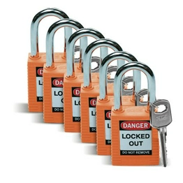 SFTY PADLOCK STEEL 38MM SHA ORANGE 6/PAC SFTY PADLOCK STEEL 38MM SHA ORANGE 6/PAC