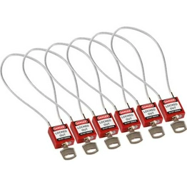 BRADY Compact Cable Padlock Red 40cm KA/6PK image