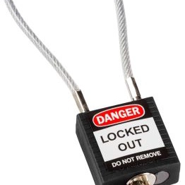 COMPACT CABLE PADLOCK BLACK 20CM KD BRADY