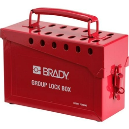 METAL LOCK BOX, 13 LOCK, RED BRADY