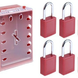 COMPACT LOCK BOX+6 RED KEYED-DIFF LOCKS BRADY