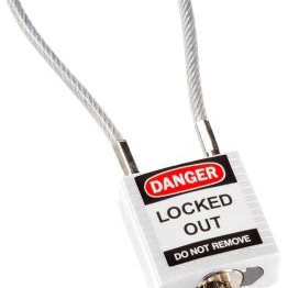 COMPACT CABLE PADLOCK WHITE 20CM KD BRADY