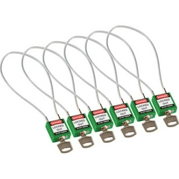 BRADY Compact Cable Padlock Green 40cm KD/6PK image